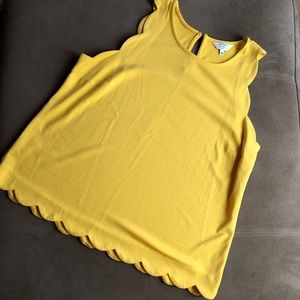 Yellow Scalloped Sleeveless Top
